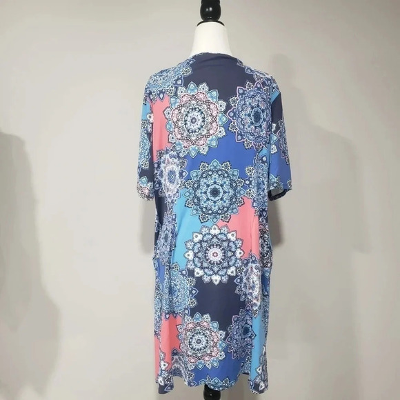 Sunsets & Sweet Tea Womans Size PXL Blue/pink Shift Dress. - Picture 2 of 9